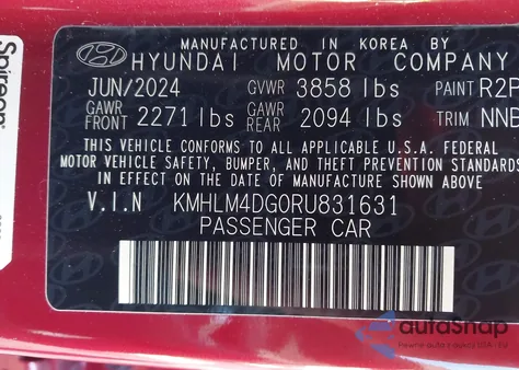 2024 Hyundai Elantra Sel from USA, damaged, VIN KMHLM4DG0RU831631
